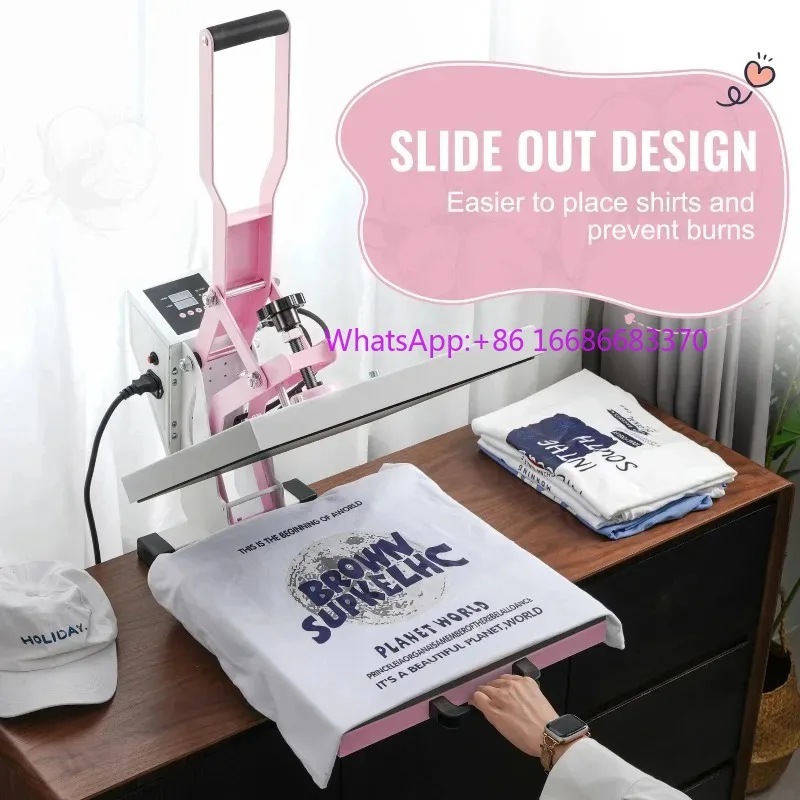 SucceBuy Heat Press 15 x 15 in Heat Press Machine Slide Out Heat Transfer Machine Fast Even Heating 2-Layer Insulation Cotton