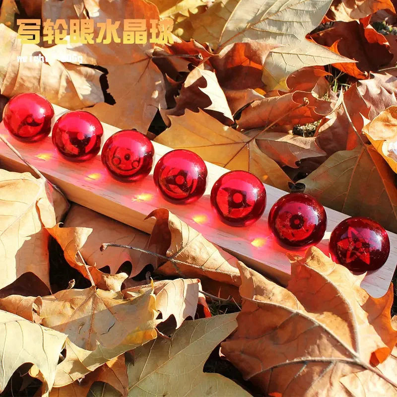 Anime Sasukes Sharingans Eyes Crystal Ball With Led Base Creative Ornament Desktop Figure Lights Japan Ninjas Fans Birthday Gift