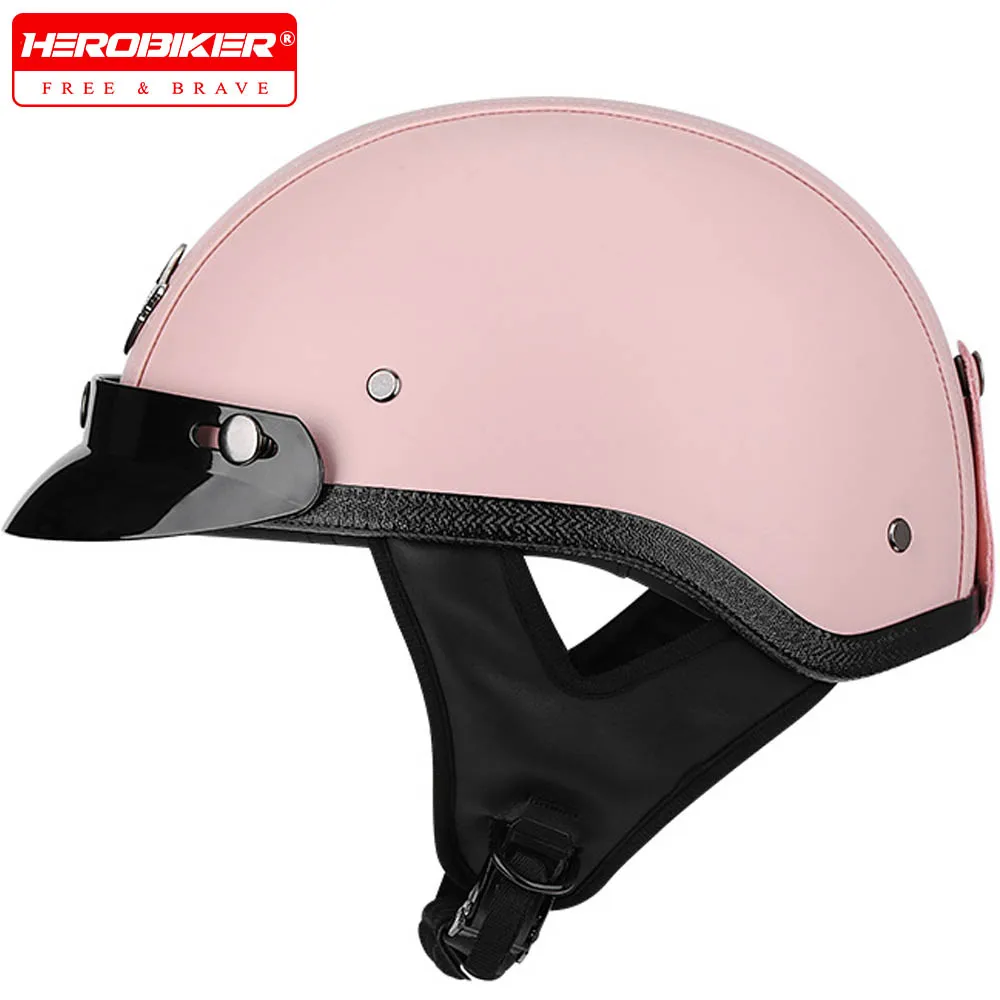 

Women New Motorcycle Half Face Helmet Motorcycle Helmets Retro Electric Bike Helmet Breathable Helmet Casco Moto ABS Material