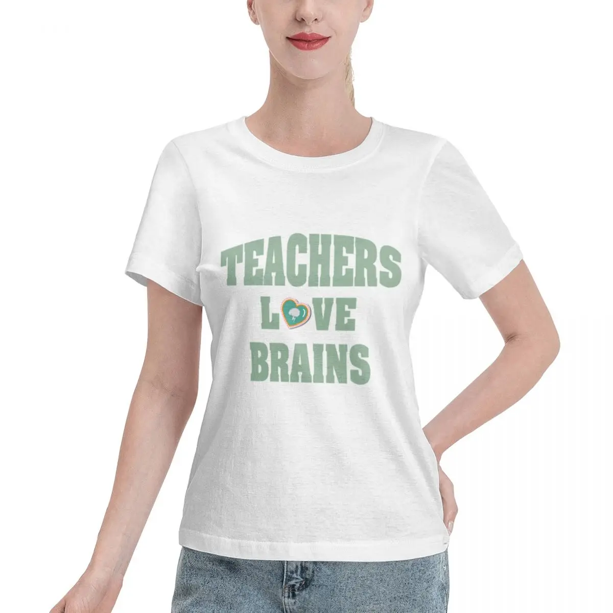 Value Pack Teachers Love Brains Women's T-shirt Vintage Basic Tops For Women