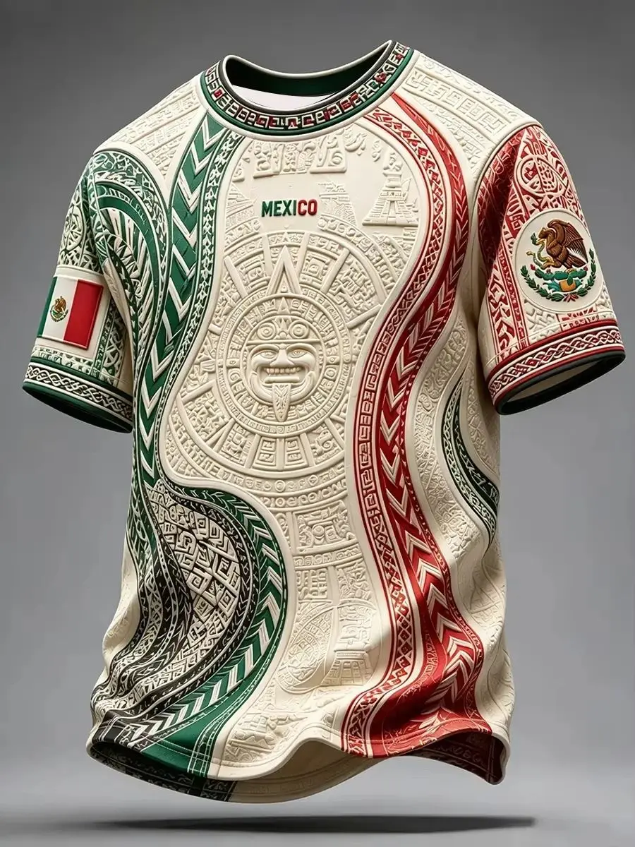 T-shirt d'entraînement de football pour supporters du Mexique 2026, maillot de football respirant à séchage rapide avec impression numérique 3D intégrale, tenue de sport assortie pour la famille