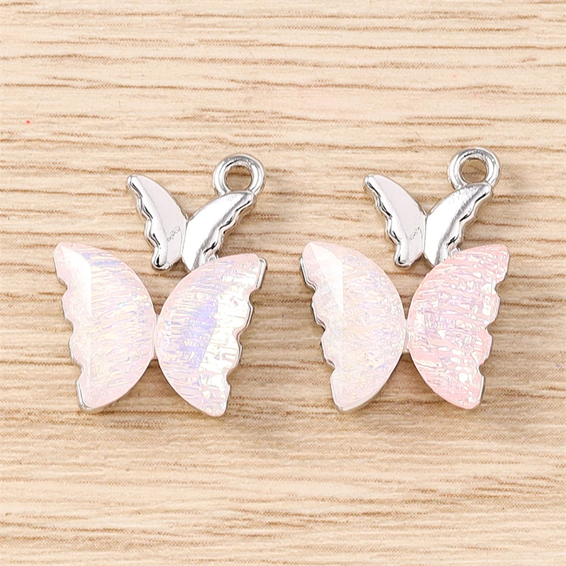 5 Stück 16 x 20 mm niedliche bunte Kristall-Anhänger mit fliegenden Schmetterlingen für die Schmuckherstellung, Ohrringe, Halsketten, DIY-Bastelzubehör – Detail 9