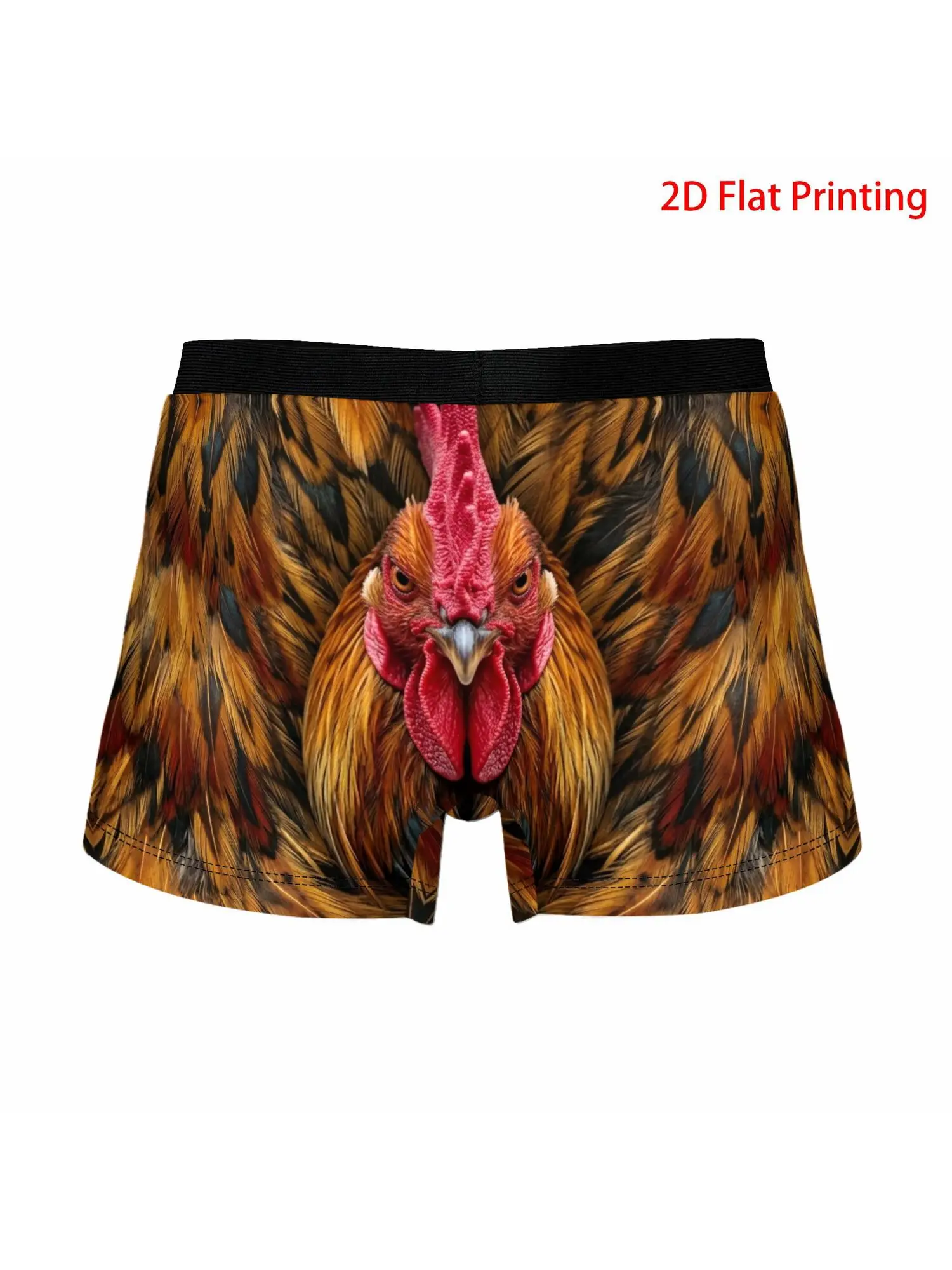 Customization 1pc 2D Flat Printing Rooster Portrait Texture Art Funny Interesting Underpants Men'S Panties Male Underwear Printe