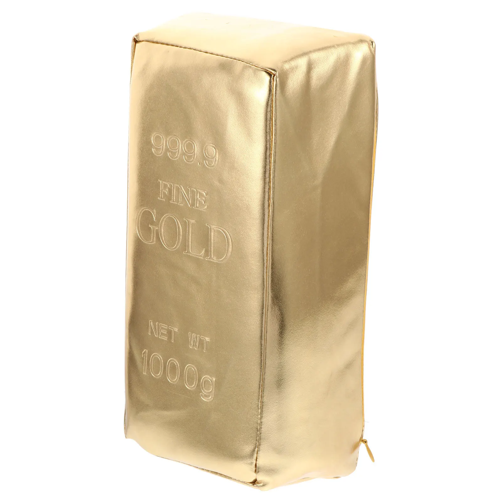 

1Pcs Funny Simulation Gold Brick Pillow Practical PU Waterproof Cushion for Car Sofa Office Home Decor Portable with