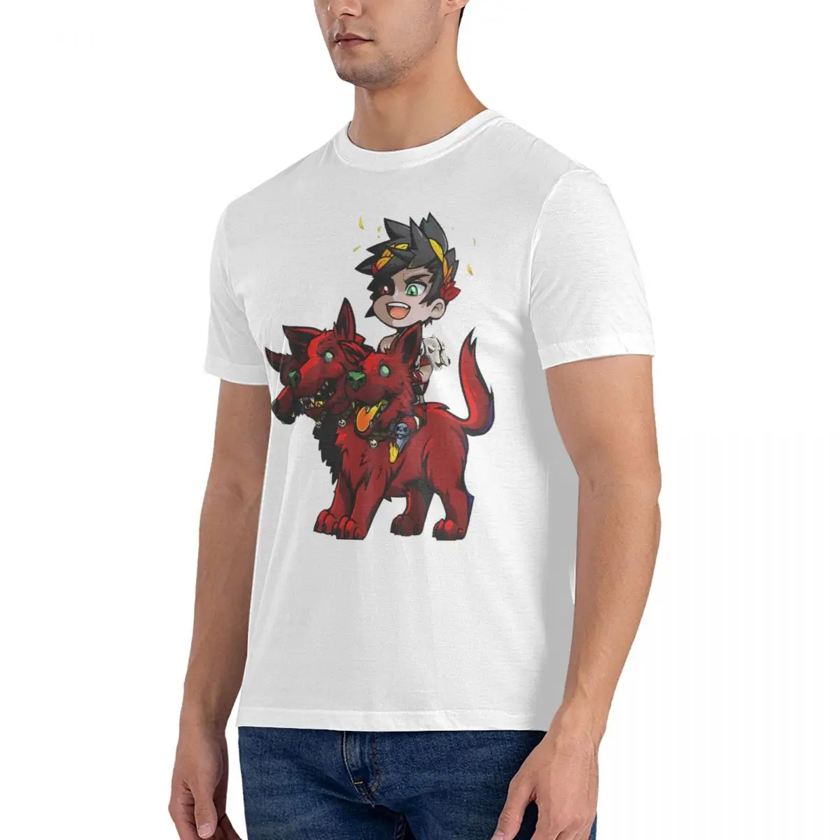 Men T-Shirts Zagreus And Cerberus Humorous 100% Cotton Tees Short Sleeve Hades T Shirts O Neck Tops Classic