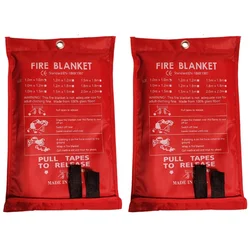 2PCS Emergency Fire Blanket, Fire Blanket, Fire Suppression Blanket for Kitchen, Grill, Fireplace (39.4Inch X 39.4Inch)