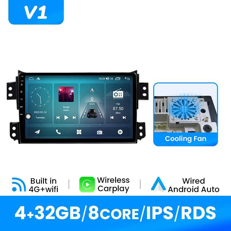 Autoradio Speler Voor SUZUKI Splash Ritz 2004-2010 Voor Opel Agila 2008-2012 Android 14 multimedia Navi GPS Auto Stereo Carplay