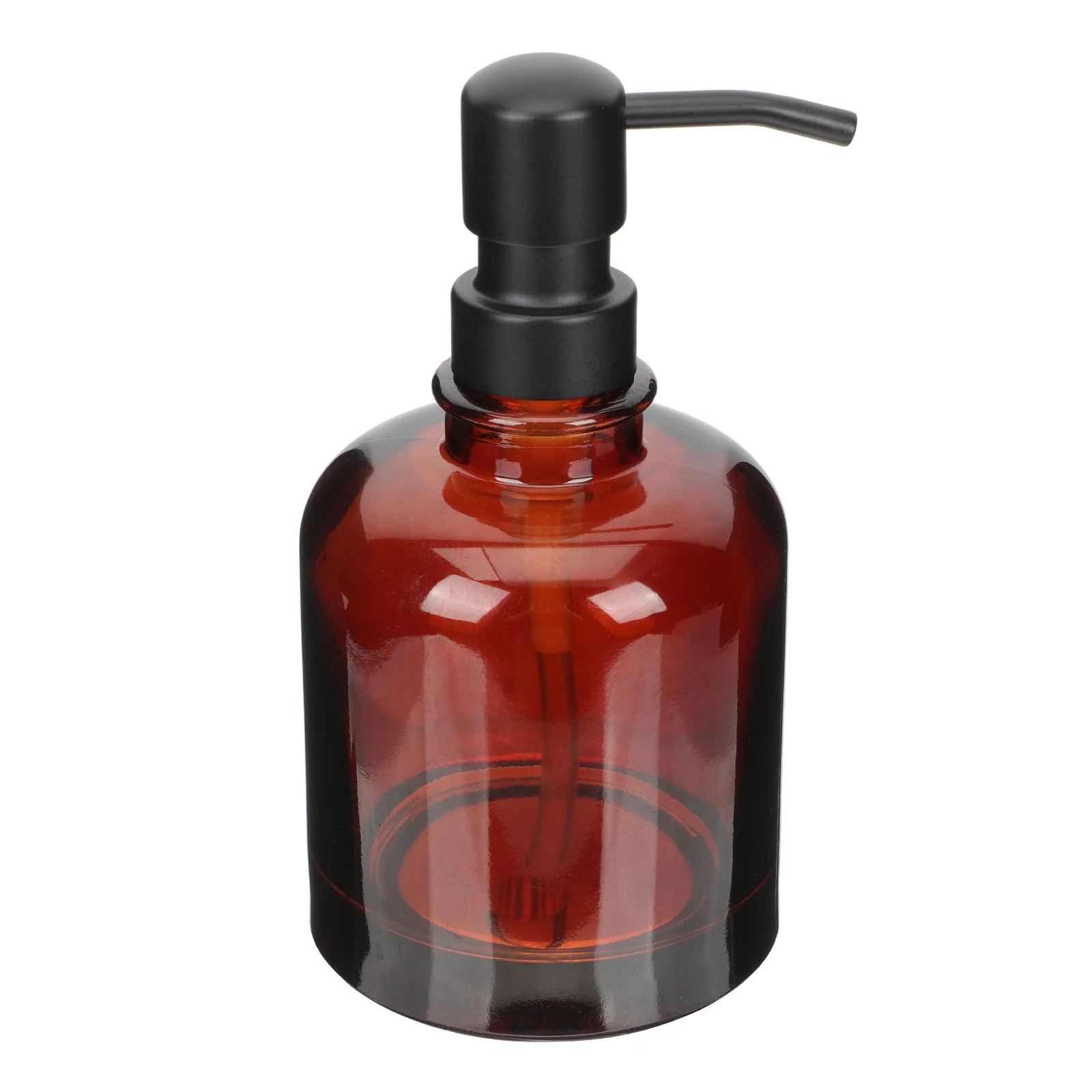 

Refillable Amber Glass Soap Dispenser with Stainless Steel Pump for Hand Soap Shampoo Shower Gel Lotion Compact Design Travel