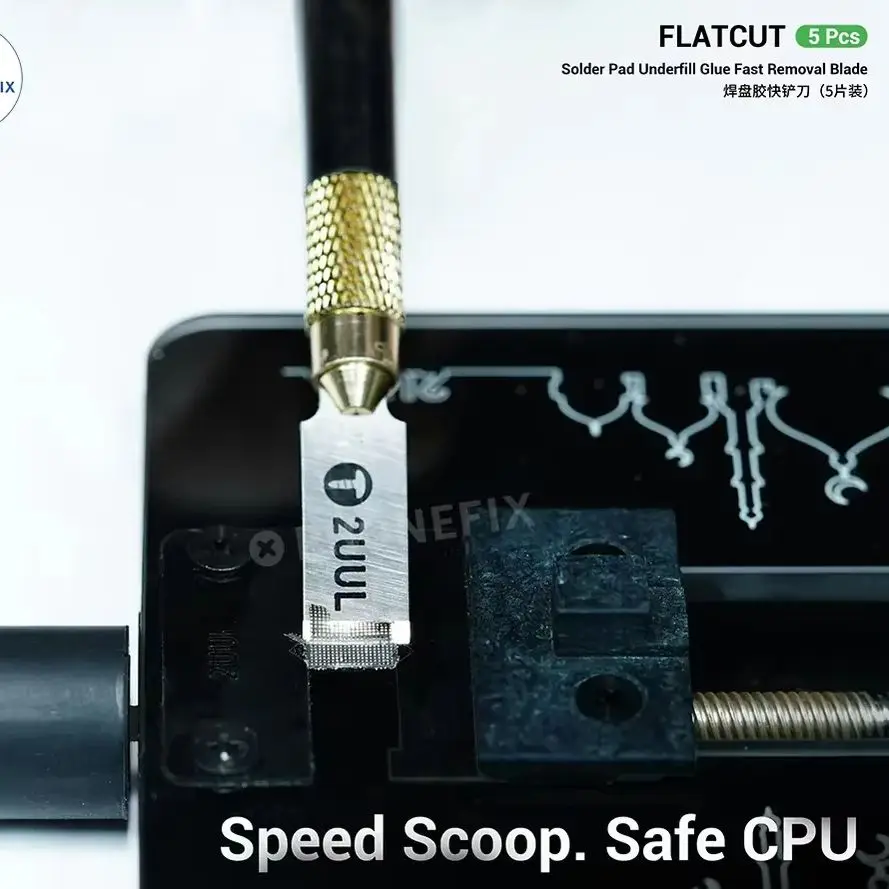 2UUL DA18 BB Shark No.11 Blade DA28 FlatCut Solder Pad Underfill Glue Removal Blade for Mobile Phone PCB CPU IC Chip Repair Tool