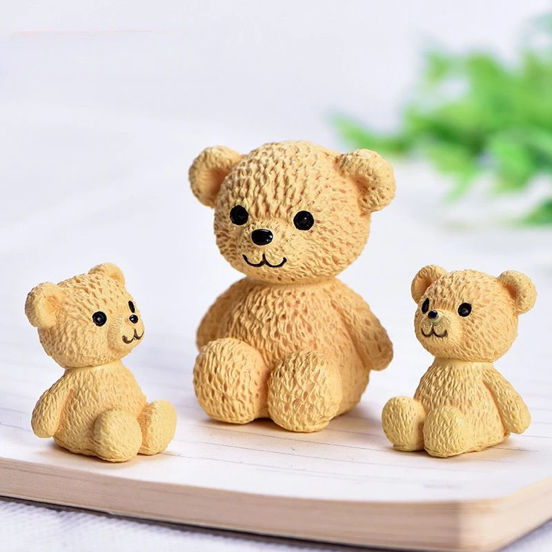 Resin Kawaii Bear Figurines Miniature Craft Fairy Garden Ornament Miniature Dollhouse Home Decoration Accessories Hot Sale