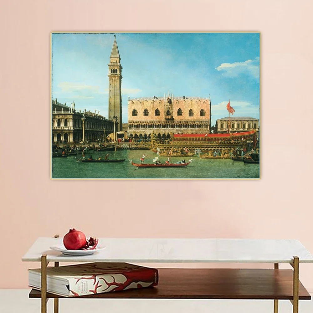 Citon Canaletto《The Bucintoro at the Molo on Ascension Day》Canvas Art Oil Painting Picture Backdrop Wall Decor Home Decoration