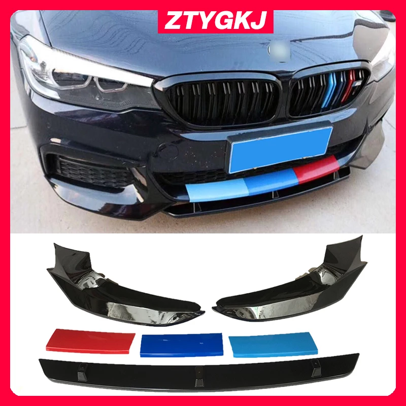 

6 PCS ABS Material Front Bumper Lip Splitters With Tricolor Plate For BMW 5 Series G30 G31 2016 Up