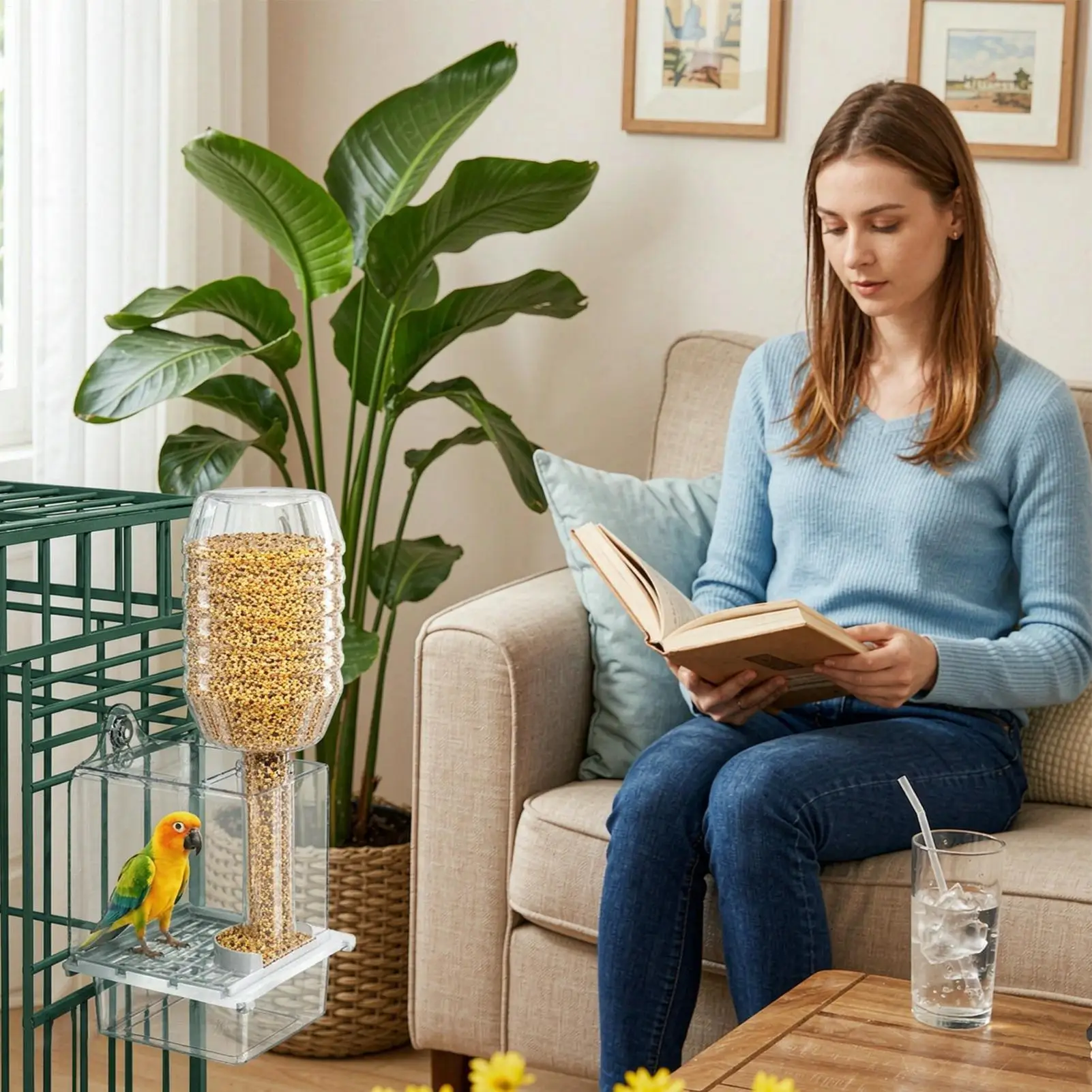 Automatic Bird Feeder For Cage Parakeet Cockatiel Food Dispenser Conure Food Dispenser For Macaw Pet Parents Animal Lovers - view 2