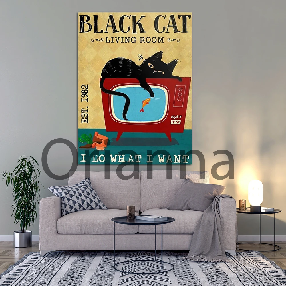 Hd Print Home Wall Art Decoration Black Cat I Do What I Want Canvas Painting Vintage Funny Modular Pictures Gift For Cat Lovers