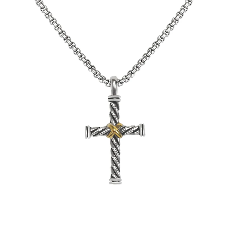 Designer Jewelry Inspired Twisted Cable Wire Cross Necklace for Women Men Fashion Brand Jewelry Gift