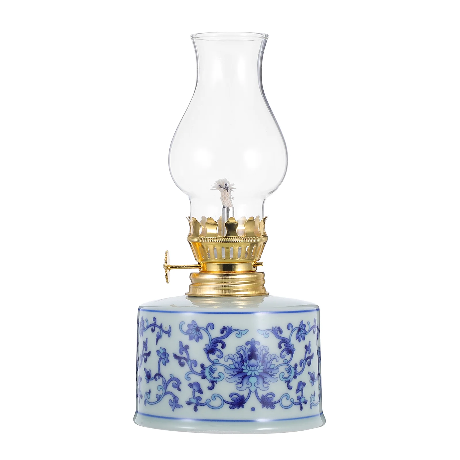 Chamber Oil Lamp Vintage Glass Clear Kerosene Lamp Indoor Decorative Hurricane Lamp Oil Lantern for Tabletop Decor and Emergency