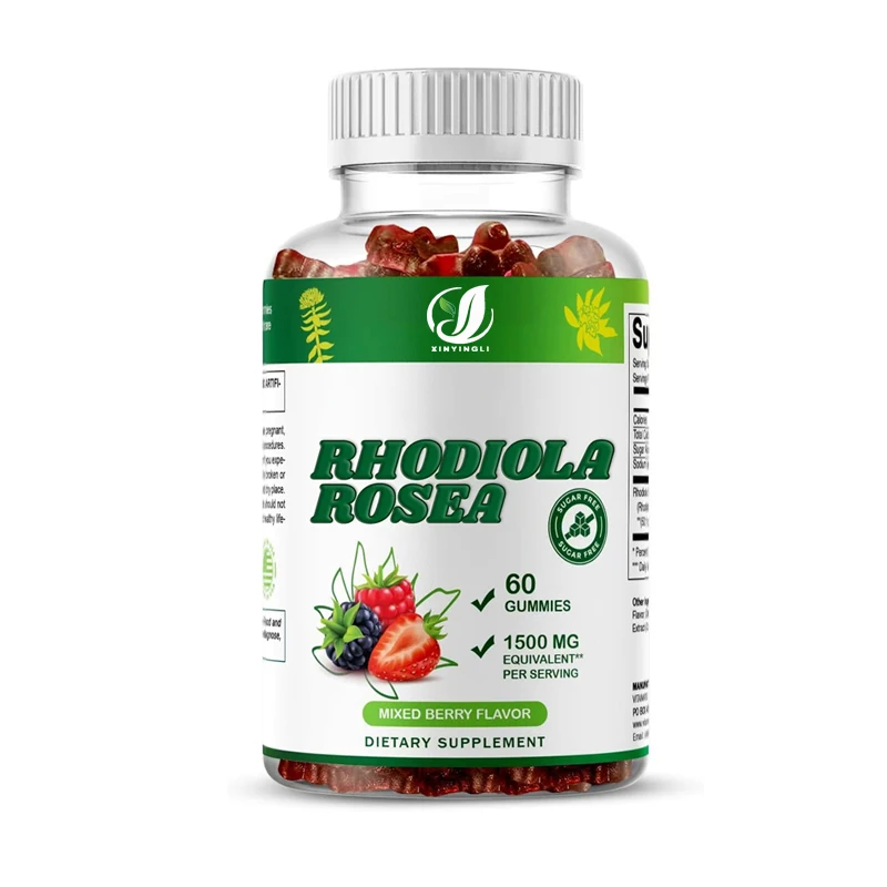Rhodiola Gummies - Sugar Free Plant Extract, Mixed with Fruit Flavors, Vegetarian, Non GMO, 60 Gummies