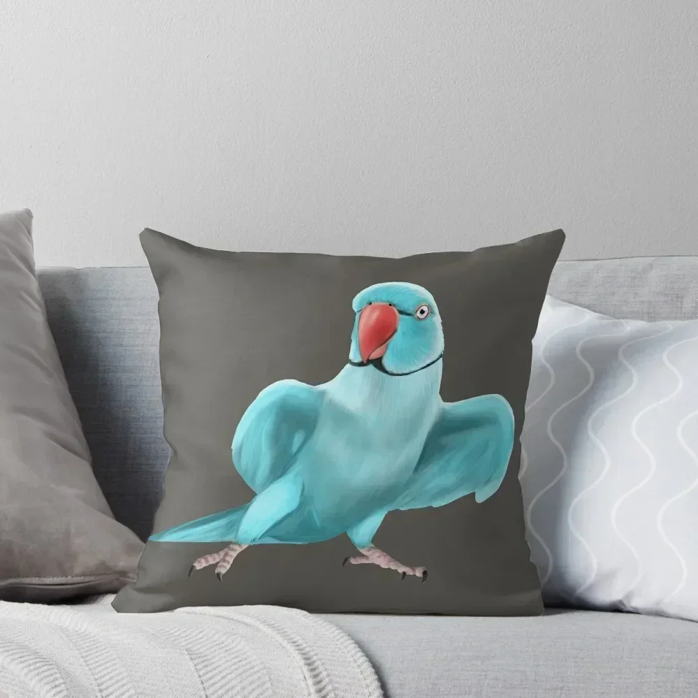 

Blue Indian Ringneck Parrot Throw Pillow Rectangular Cushion Cover Sitting Cushion pillow