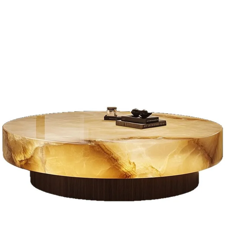 

living room luminous jade luxury stone coffee table square marble high-end household light luxury minimalist tea table