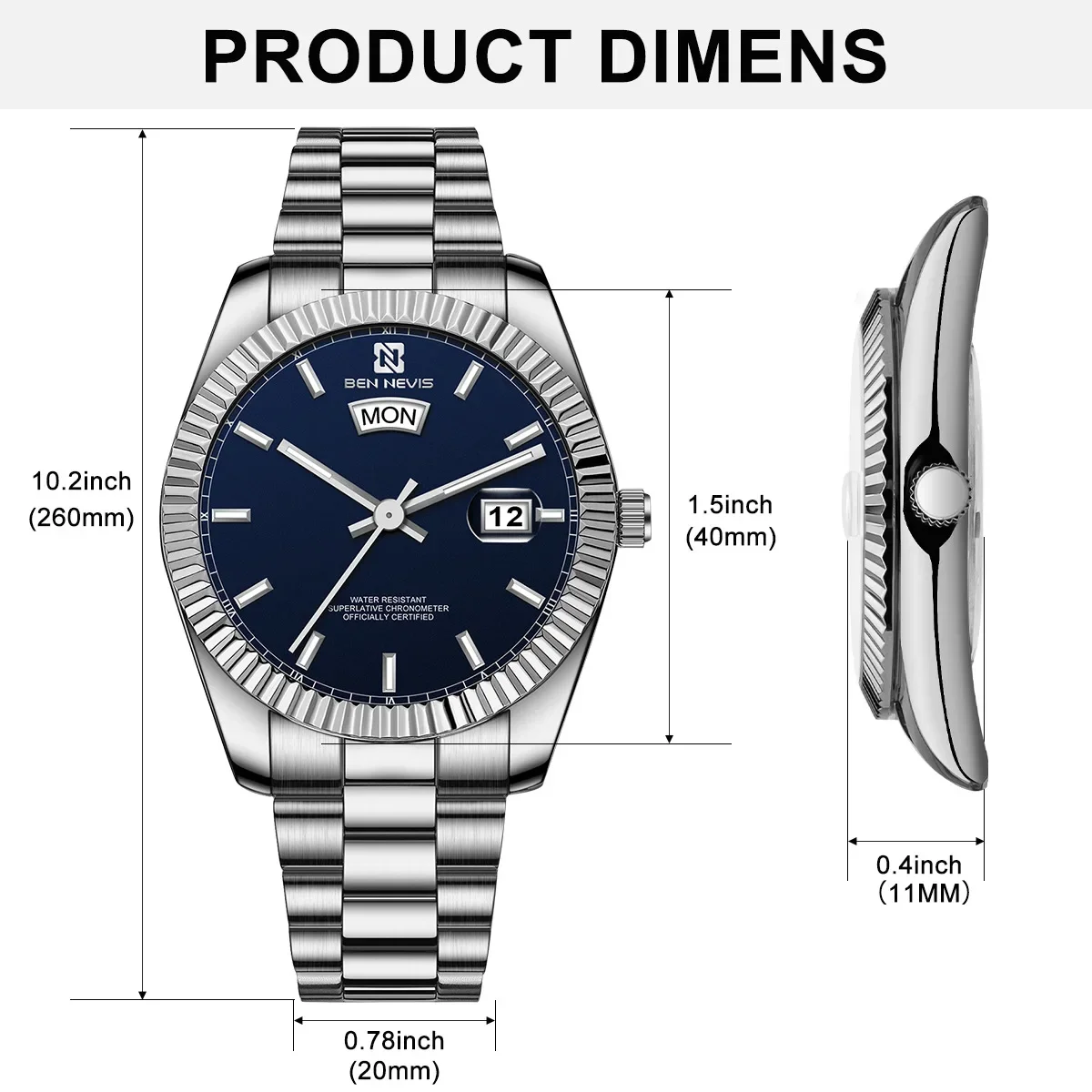 40mm Case Wristwatch Luxury Watch Install Quartz Movement Stainless Steel Strap Diving Men Wristwatch