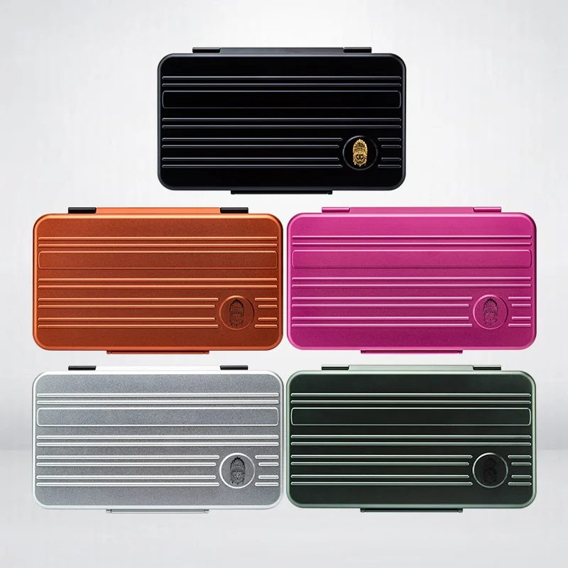 

5-Pack Ultra-Thin Portable Cigar Box Aviation Aluminum Anodized 3cm Compact Storage for Travel And Convenience