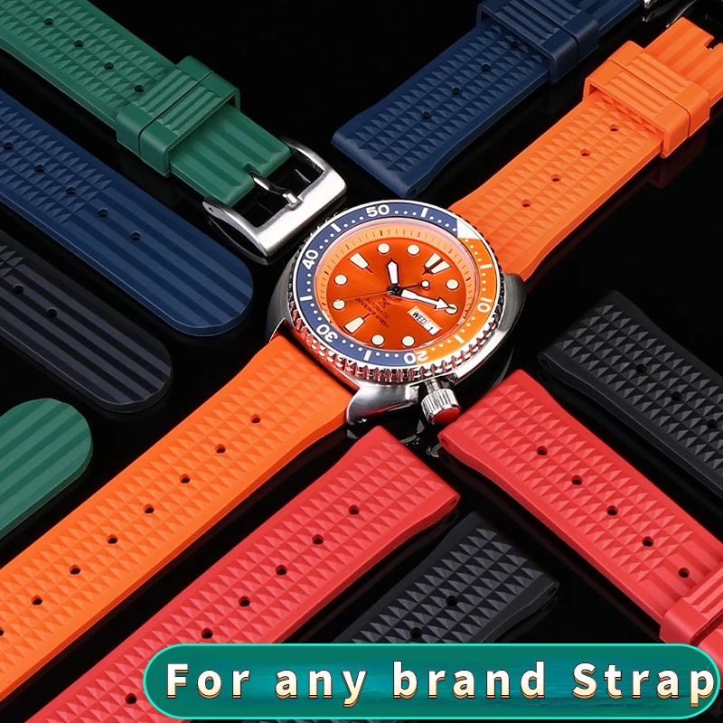 men\'s sports Rubber watchband for Tissot mido citizen seiko silicone wristband Red orange blue green strap Bracelet 20MM 22MM