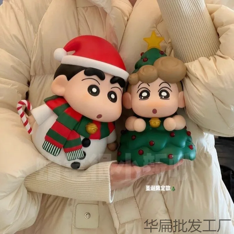 Cute Cartoon Christmas Limited Edition Snowman Crayon Shin Chan Christmas Tree Himawari Cute Figurine Desktop Ornament Gift