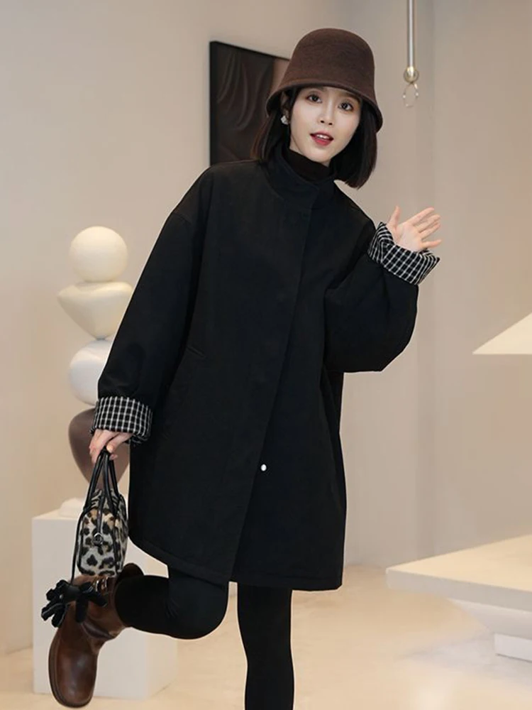 

Женская утепленная хлопковая куртка-ветровка в корейском стиле, длинная, свободного кроя, для похудения, новая зимняя коллекция