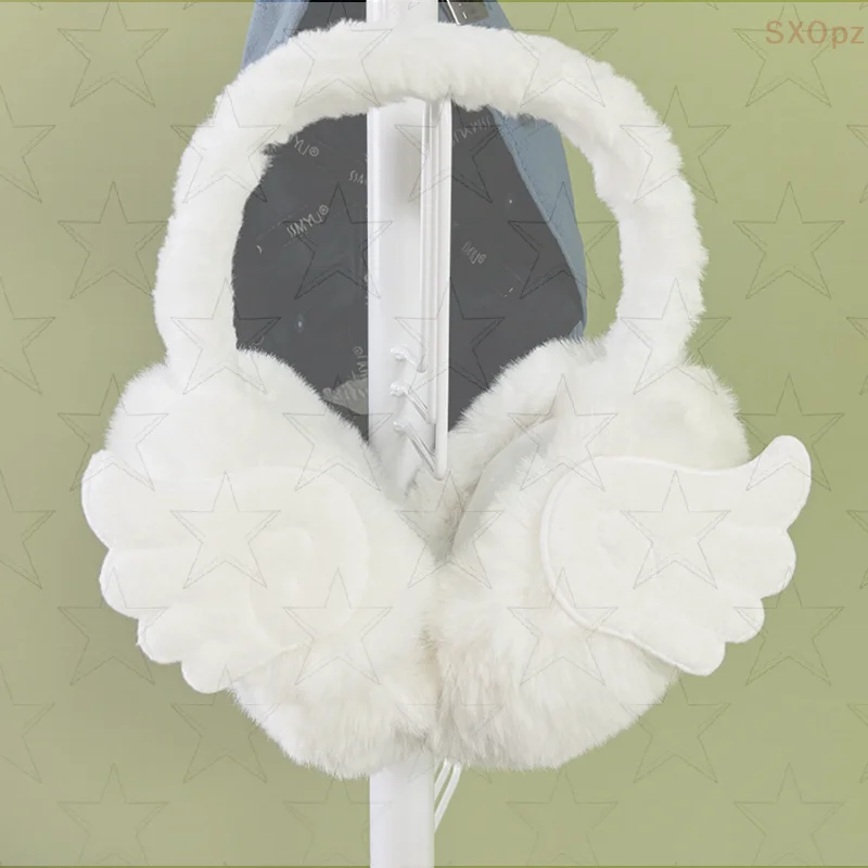 Y2K Angel Wing لينة أفخم الأذن الدفء الشتاء غطاء للأذنين للنساء في الهواء الطلق إيرفلاب حماية غطاء للأذن