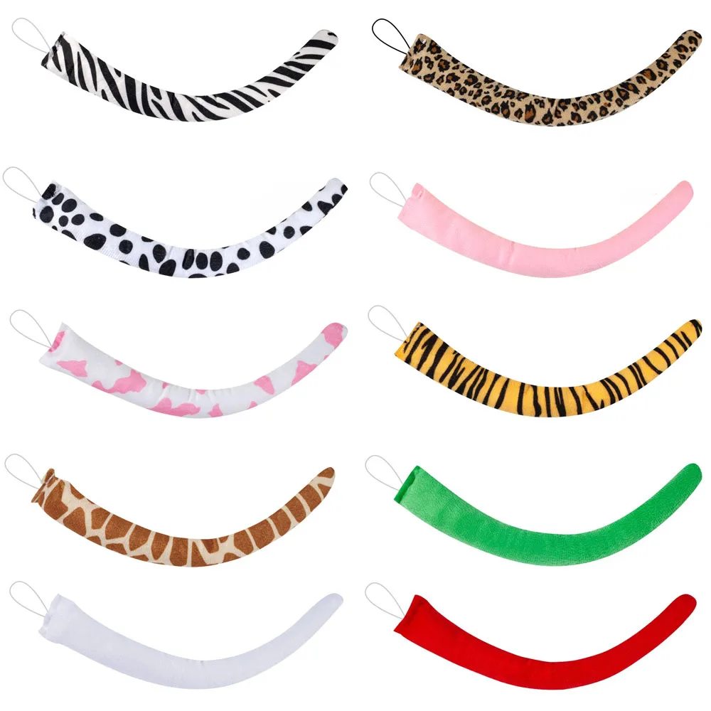 1pcs Halloween Christmas Animals Tail Costume Accessory Dress Up Bow Cosplay Party Accessory New Year Tiger Lion Pink Red