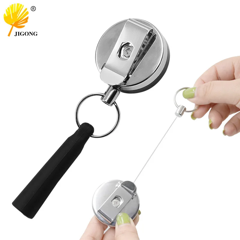 Retractable pen cover, silicone pen cover, keychain, anti-lost and anti-theft wire rope buckle, creative easy-to-pull buckle, ke