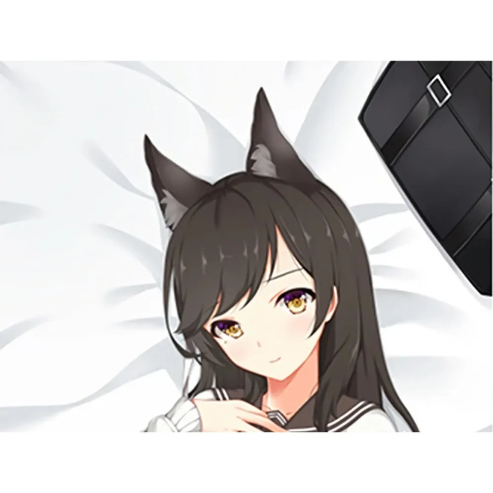 Anime Atago Fan Gift Long Hugging Pillow Cover Blue Eyes Red Mask Girl Art Print Decor Body Cushion Case