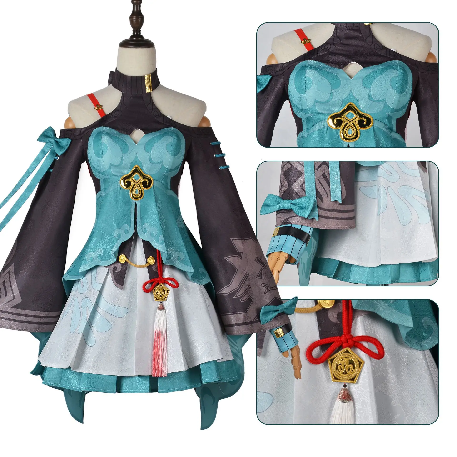 Qingque Cosplay Costume Set Complet pour Bol, Jeu Honkai Star Rail Cos, Perruque, Chaussures, Mascarade, ixde Noël, Uniforme d'Halloween, Trempé