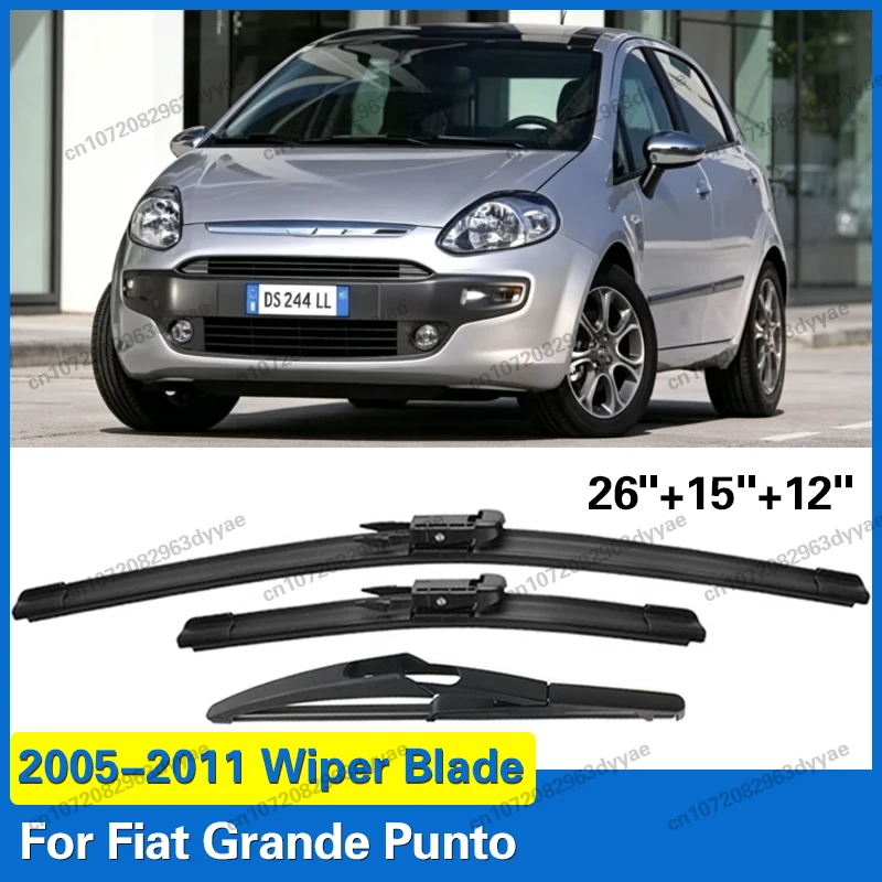 Escobillas limpiaparabrisas delanteras y traseras para Fiat Grande Punto 2005-2011, para FIAT Punto Evo 2009-2013, accesorios, 26 "+15 "+12"