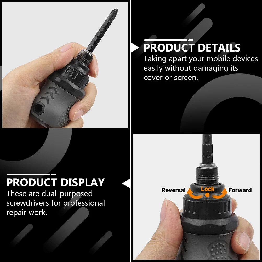 

2pcs Dual Purpose Precision Screwdriver Set Mini Repair Tool Cross Flat Anti-Slip Handle Steel Magnetic Household Hand Tool