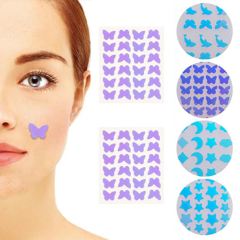 Holographic Cute For Face Hydrocolloid Butterfly /heart/Star Pimple Patches For Covering Zits And Blemishes Spots