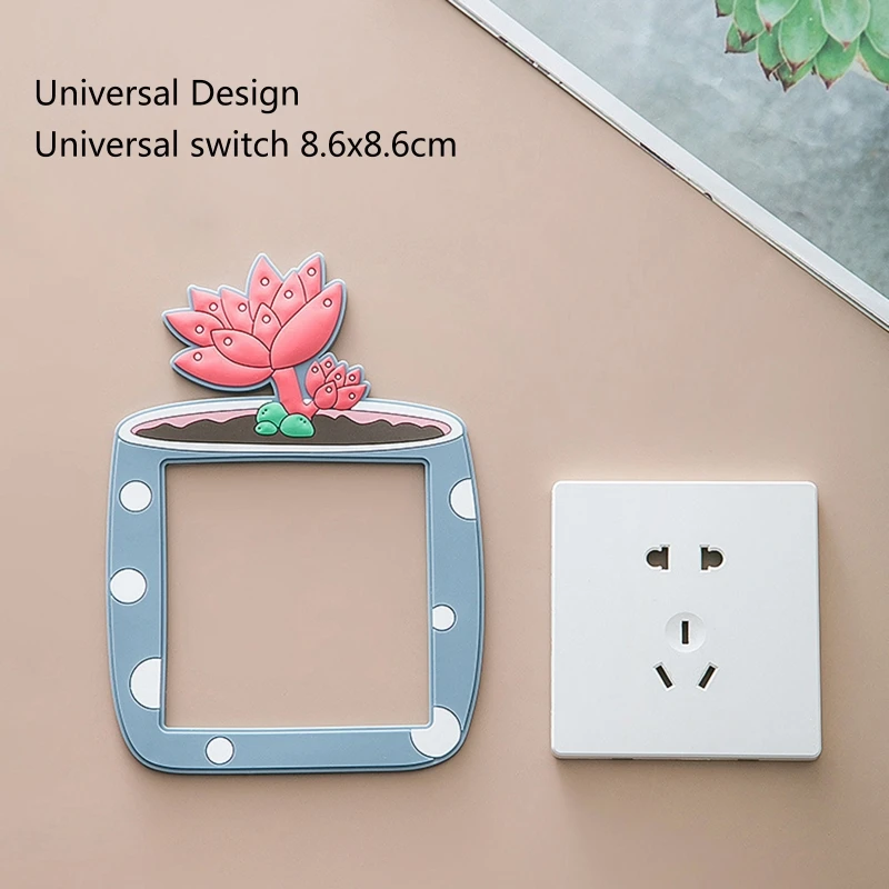 Switch Sticker Creative Cartoon Cactus Switch Cover Succulents Decal for Home Accessories Room Kitchen Switches Protective Case