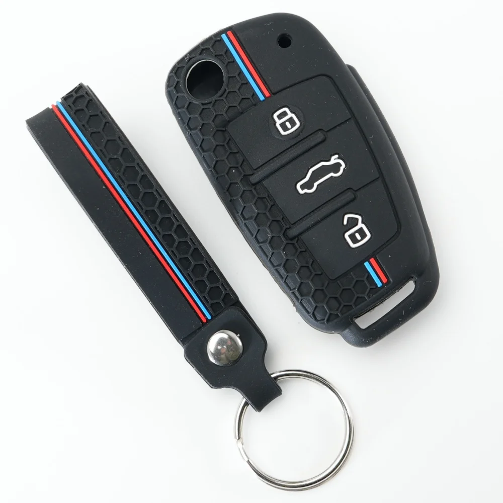 Fashion New Hot Silicone Key Case Cover Shell for Audi A4 B7 A6 C6 4f 8v A3 8p A1 A3 Accessories Auto Remote Key Holder Jacket