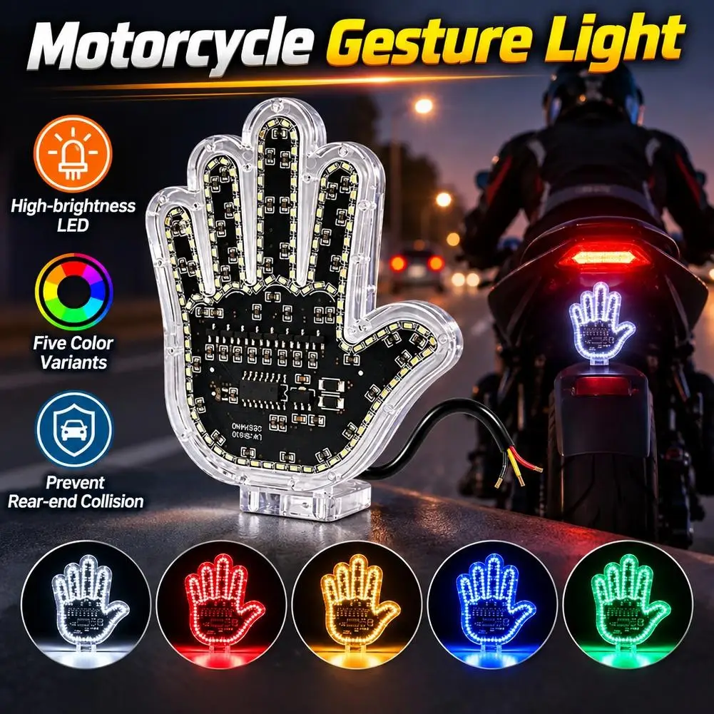Creative Fun Three Models Gesture Lamp Car Interior Rear Windshield LED Hand Gesture Sign Middle Finger Sign Warning Brake Light