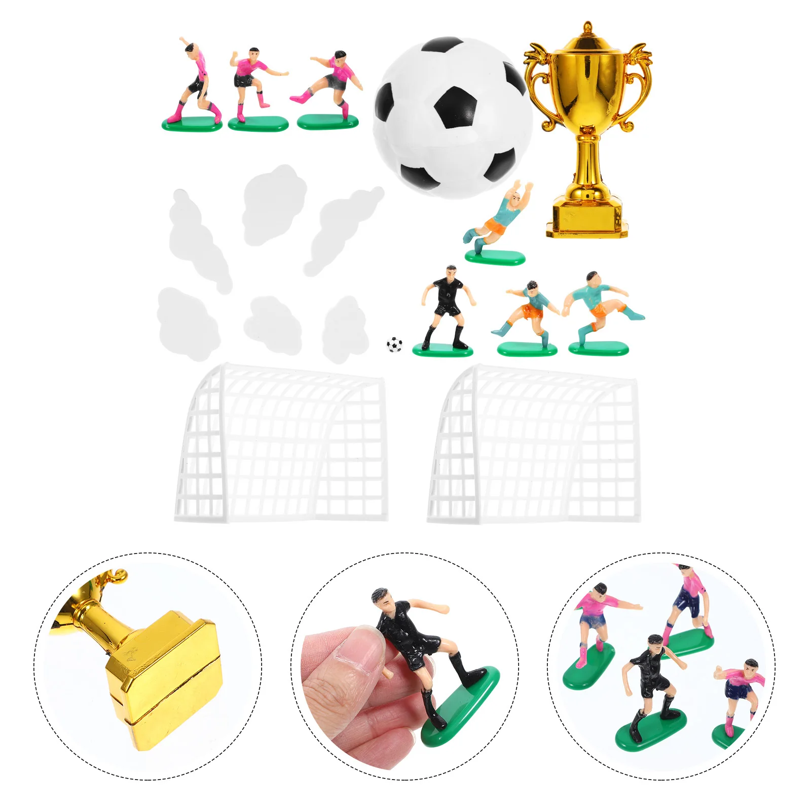 

1Set Football Soccer Cake Decorations Birthday Party Toppers Sports Event Cake Accessories Soccer Player Trophy