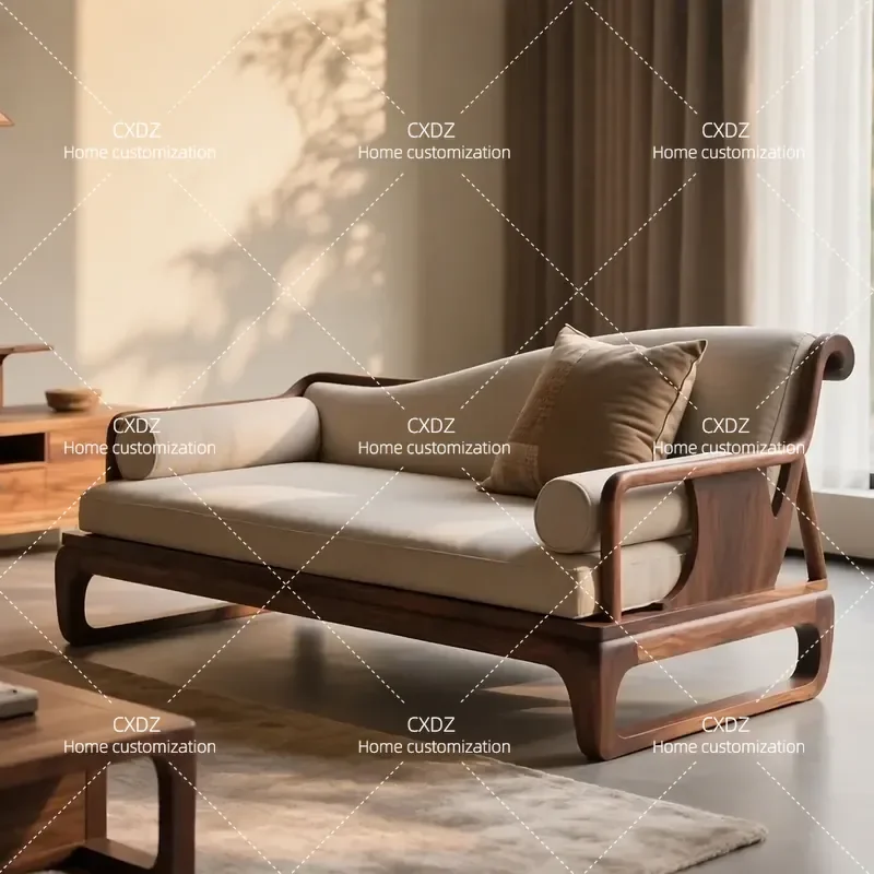 New Chinese Style North American Black Walnut Chair Song Aesthetics Living Room Solid Wood Couch Balcony Recliner Furniture
