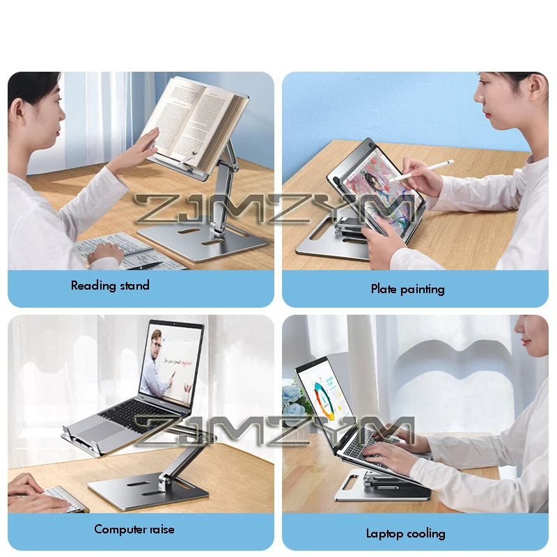 Foldable Lifting Aluminum Laptop Stand Height Angle Adjustable Reading Stand with Foldable Base Notebook Desktop iPad Stand