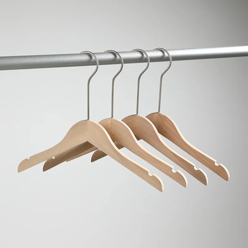 Custom logo fashion cloth hanger natural wooden clip hanger non-slip laminated wooden clothing hanger