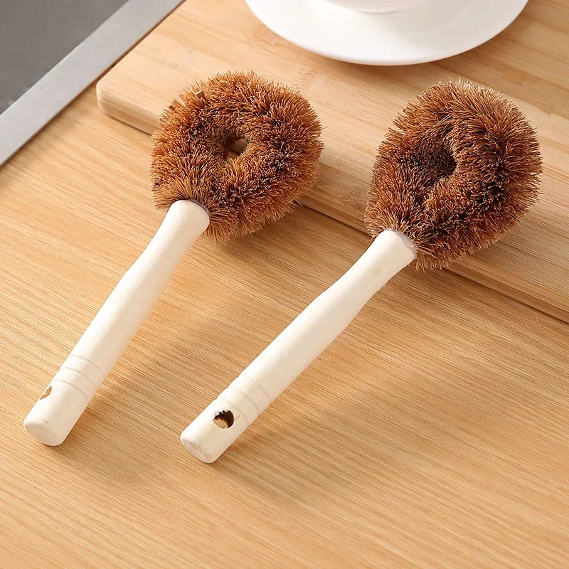 Coconut Pot Brush non-stick pan non-stick oil wash brush Do not hurt the pot long handle cleaning brush kitchen sink brushes