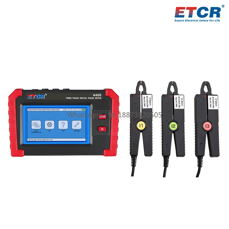 ETCR4400 Automatic Measurement Possible Colorful Touch Screen 3-Phase Phase Voltammeter