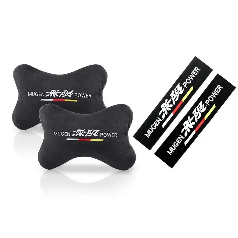 For MUGEN Power Sport Set Car Styling Car Seat Belt Shoulder Guard Pads Safety Handle Cover Neck Pillow Pillowcase