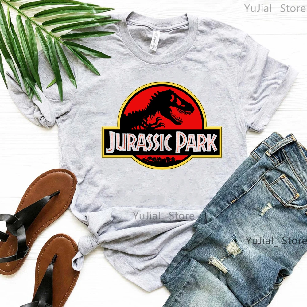 Jurassic Park Graphic Print Pink/Gray T Shirt Women Clothes 2024 Dinosaur R-Rex Tshirt Femme Harajuku Shirt Summer Tops Tee