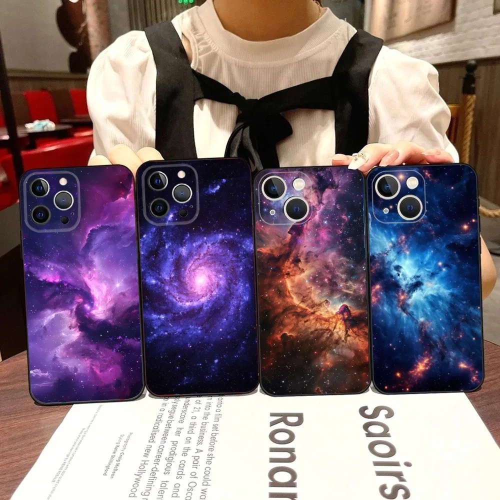 

Space For Galaxy Universe Phone Case For iPhone 16,15,14,13,12,11,Pro,X,XS,Max,XR,Plus,Mini Black Soft Silicone Case