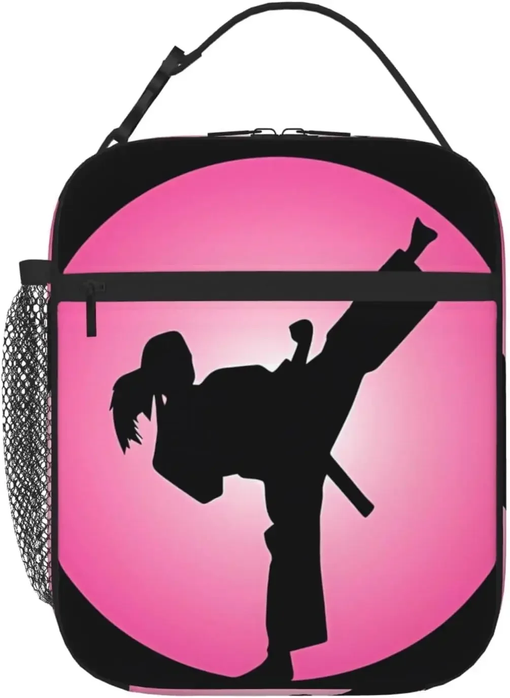 

Taekwondo Design Lunch Bag For Women Men Insulated Reusable Lunch Box Cooler Totes with Side Pocket For Work Office Picnic
