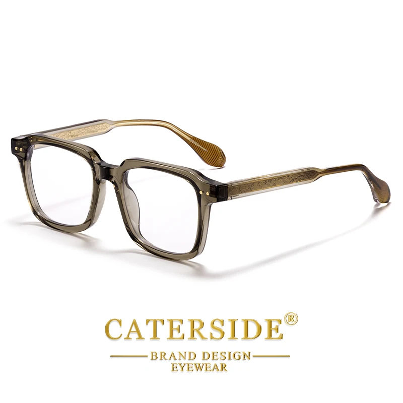 CATERSIDE Retro Quadratische Herren Optische Rahmen Luxus Tempel Tipps Design Federscharnier Gläser Damen Täglich Anti Blaues Licht Gläser – Detail 10